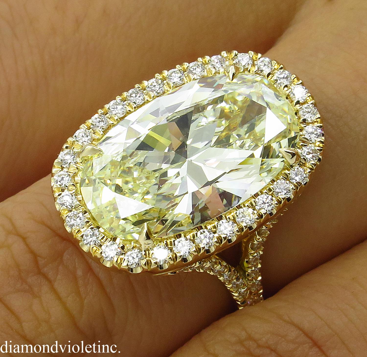 7.09 Carat Estate Vintage Oval Diamond Wedding Yellow Gold Ring EGL USA 7
