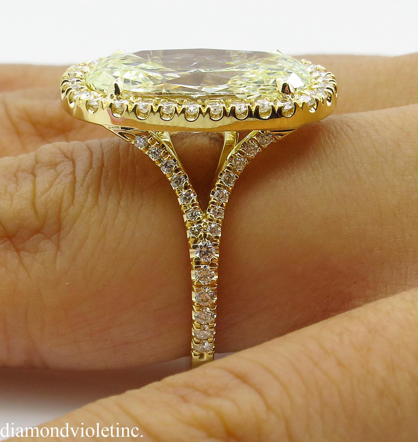 7.09 Carat Estate Vintage Oval Diamond Wedding Yellow Gold Ring EGL USA 9