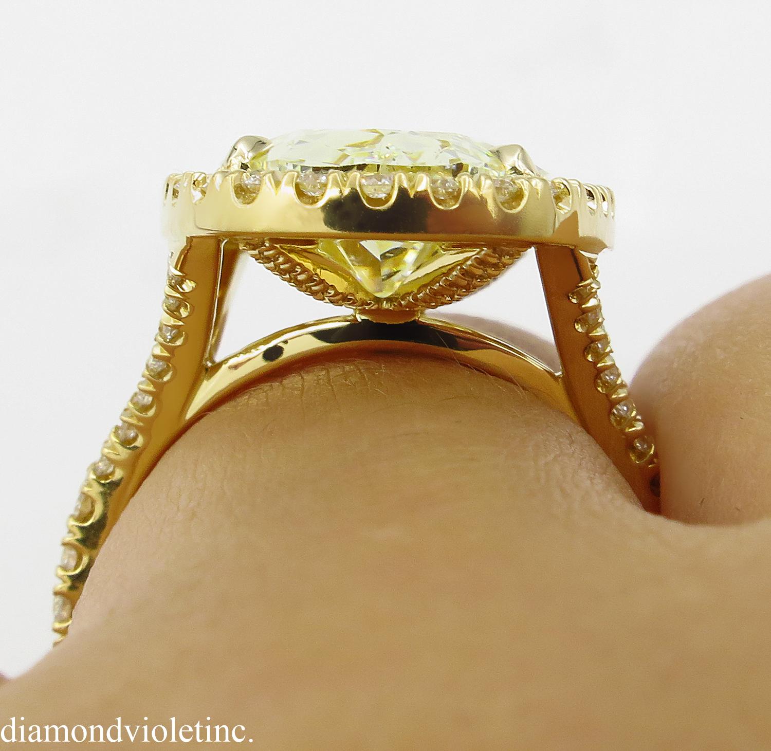 7.09 Carat Oval Diamond Halo Engagement Wedding Yellow Gold Ring EGL, USA 10