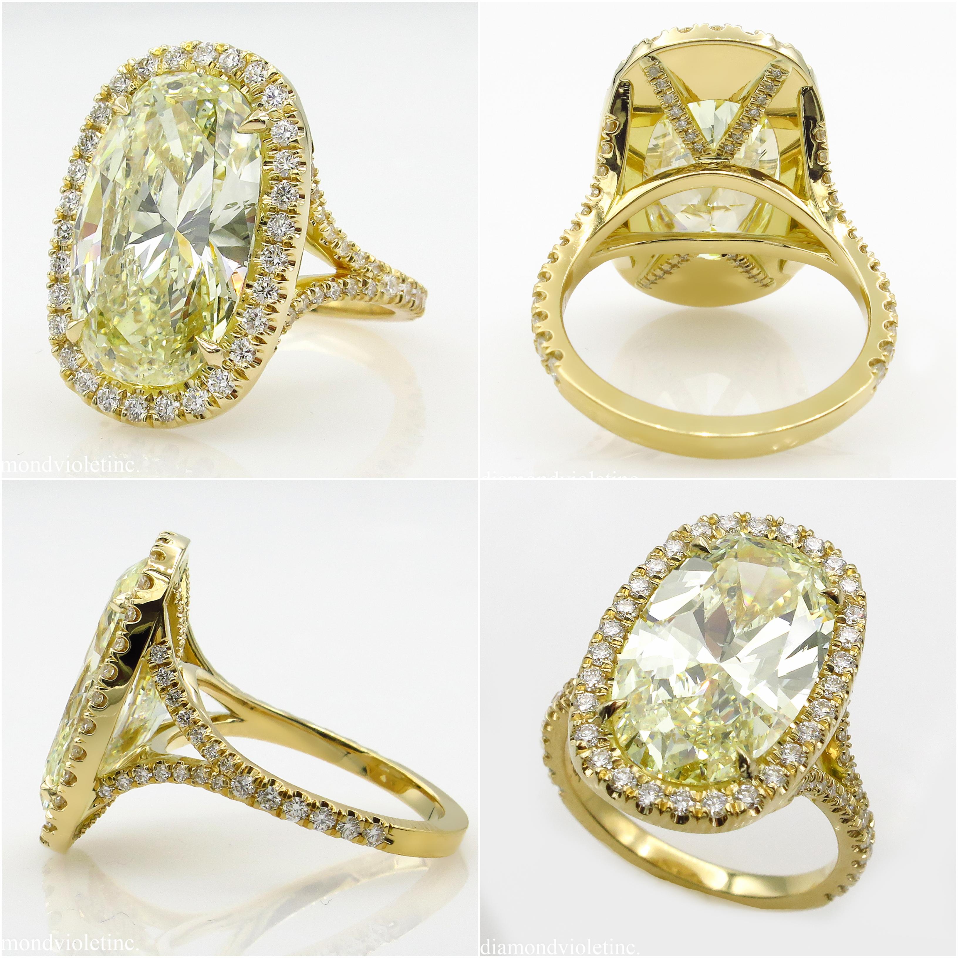 7.09 Carat Oval Diamond Halo Engagement Wedding Yellow Gold Ring EGL, USA In Good Condition In New York, NY