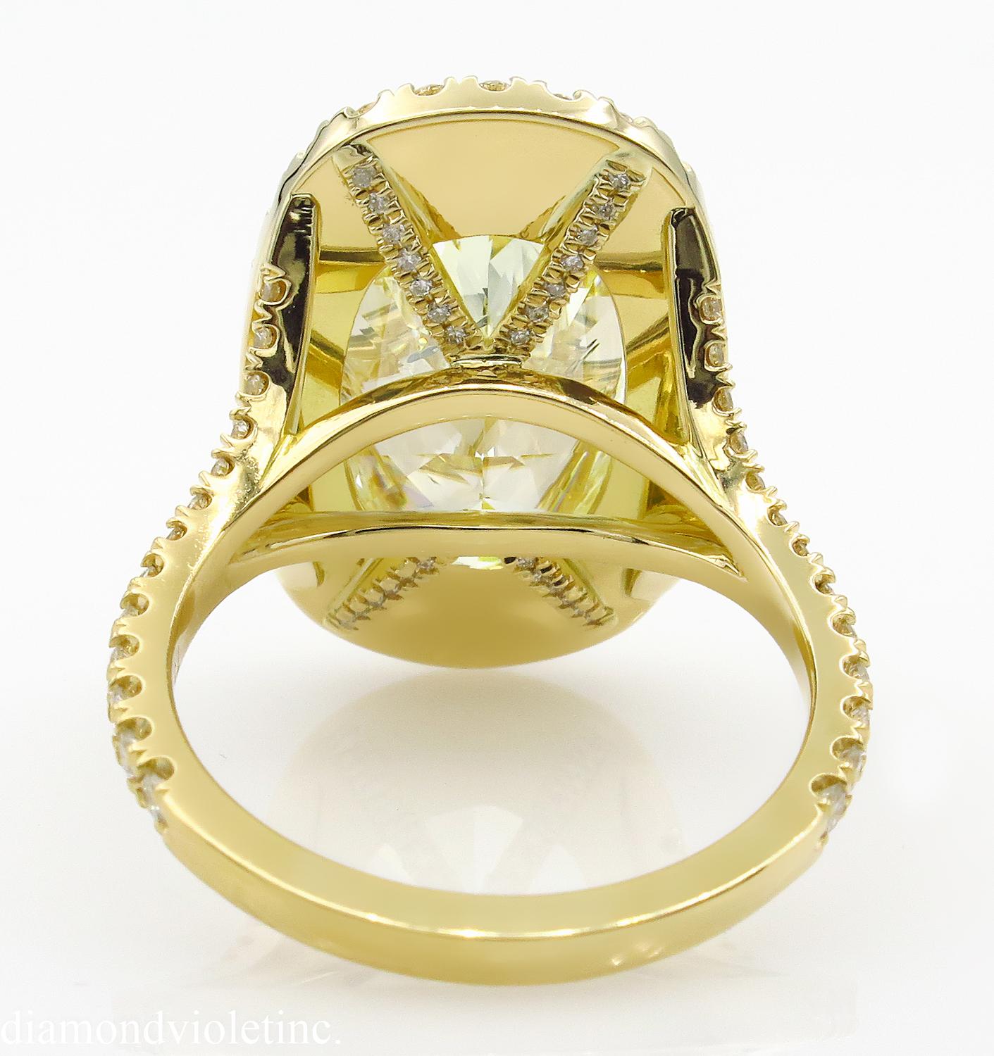 7.09 Carat Oval Diamond Halo Engagement Wedding Yellow Gold Ring EGL, USA 1