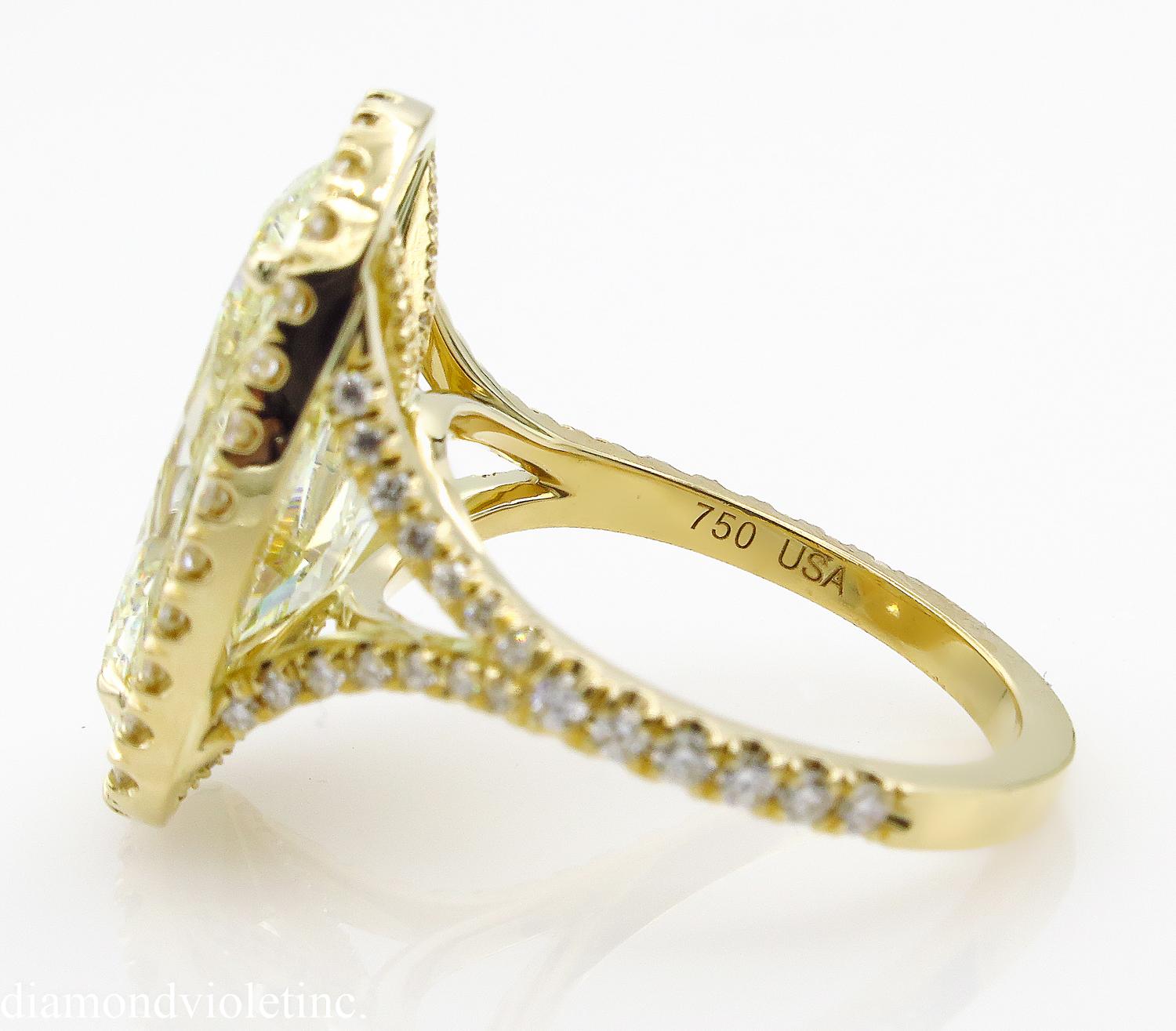 7.09 Carat Oval Diamond Halo Engagement Wedding Yellow Gold Ring EGL, USA 2
