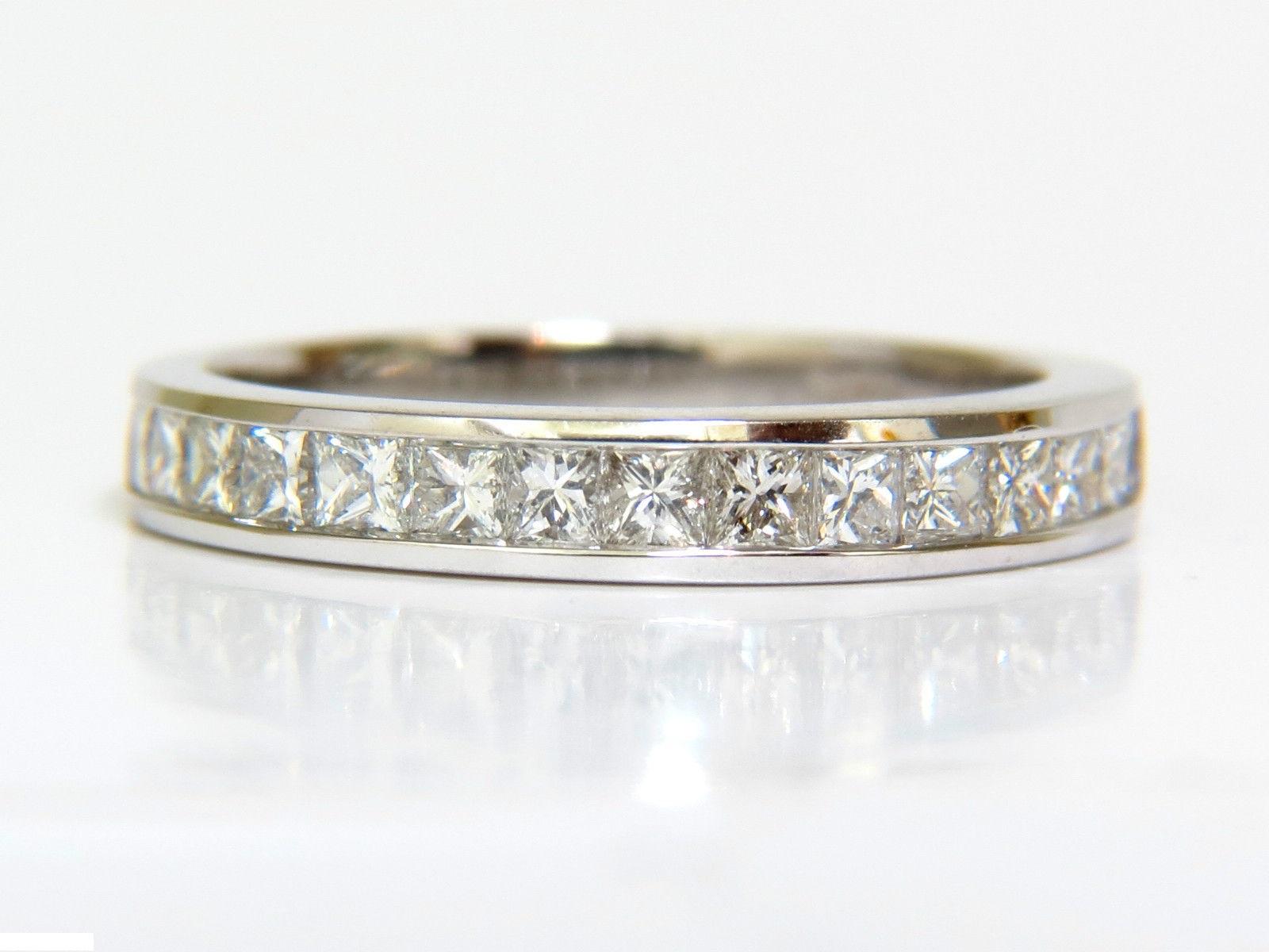Women's or Men's .70 Carat Classic Princess Cut Diamonds Band Ring 14 Karat For Sale