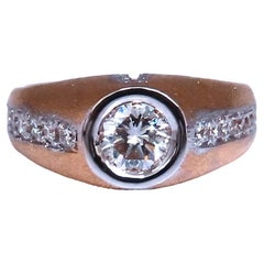 .70ct Natural round diamond mens ring 14kt brushed satin gold