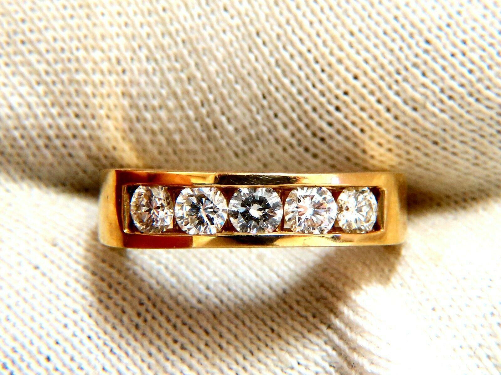 Round Cut .70ct Natural Round Diamonds 5 Band Channel Ring 14kt For Sale