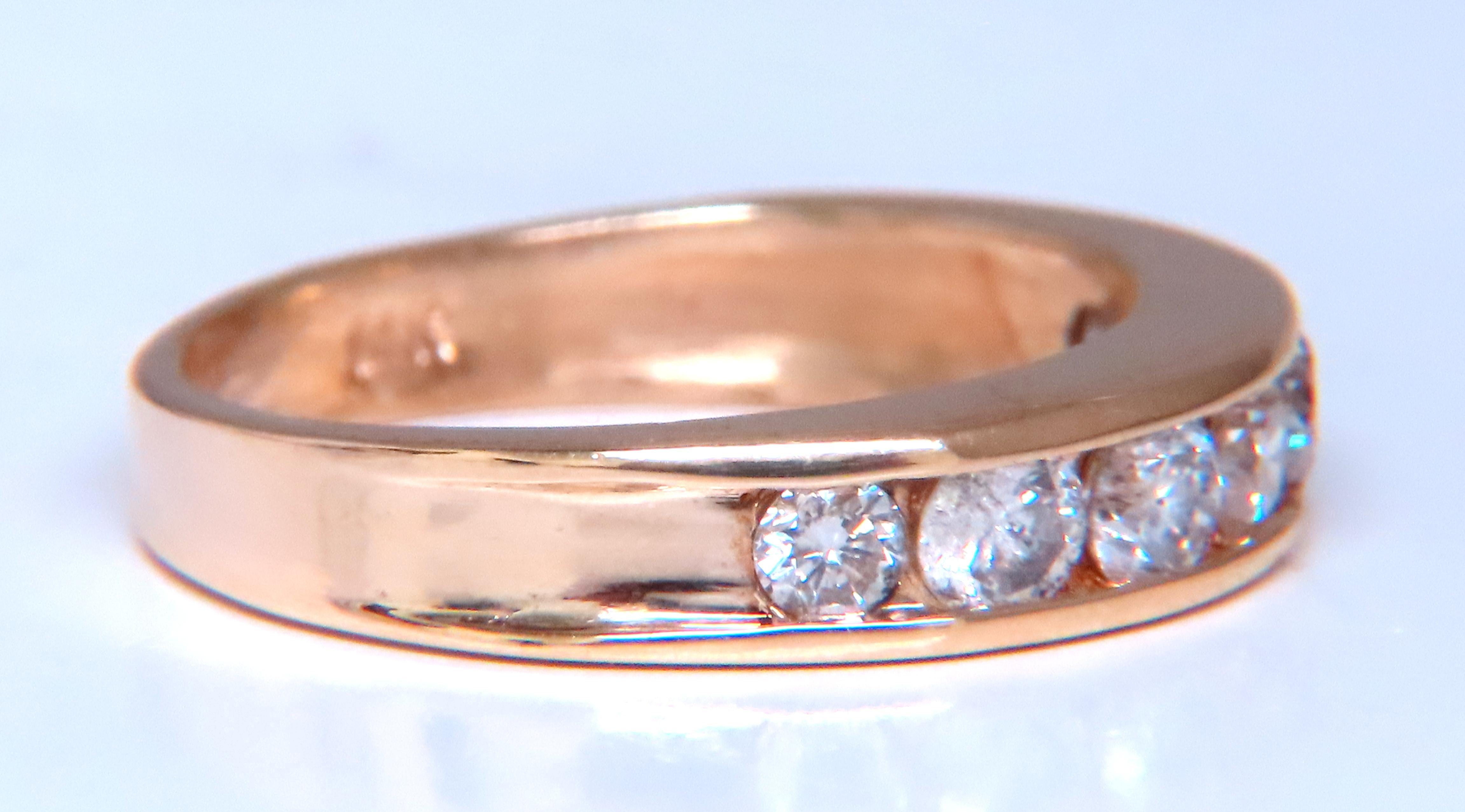 .70ct Natural Round Diamonds Half way band.
J-color
I-1 clarity
14kt gold
4.2 grams
4.6mm wide
depth: 3.3mm

ring size 7.5