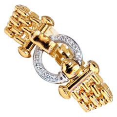 Bracelet Art déco à fermoir à bascule en forme de cercle, orné de diamants ronds naturels de 0,70 ct, panthère en or 14 carats*