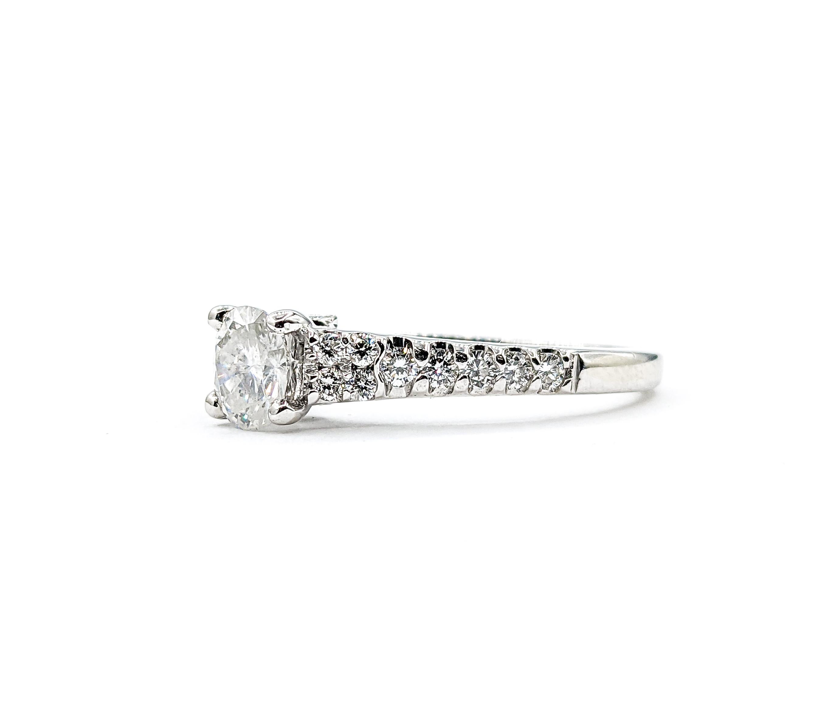 .70ct Oval Diamond Centerpiece & Diamond Ring In White Gold For Sale 1
