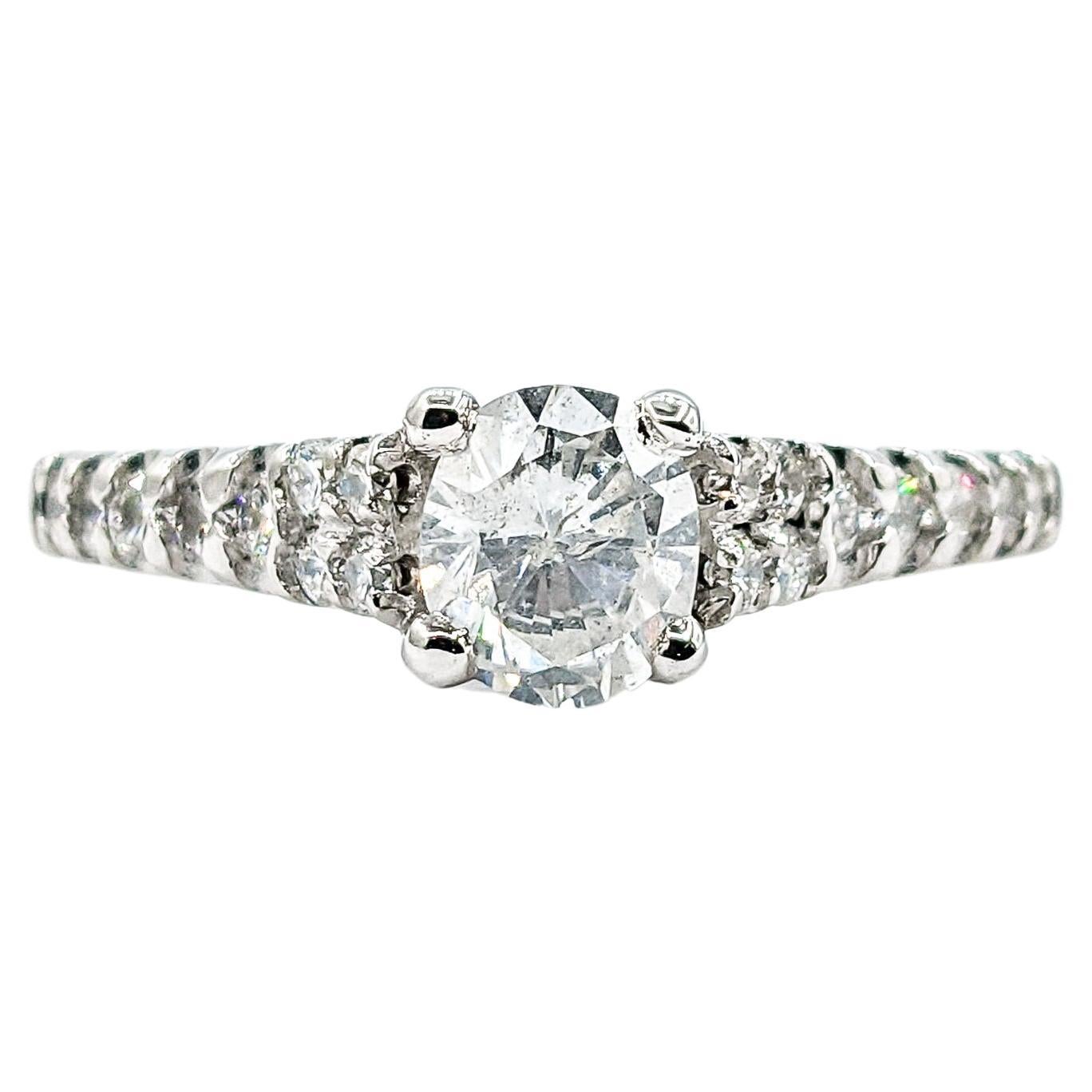 .70ct Oval Diamond Centerpiece & Diamond Ring In White Gold For Sale