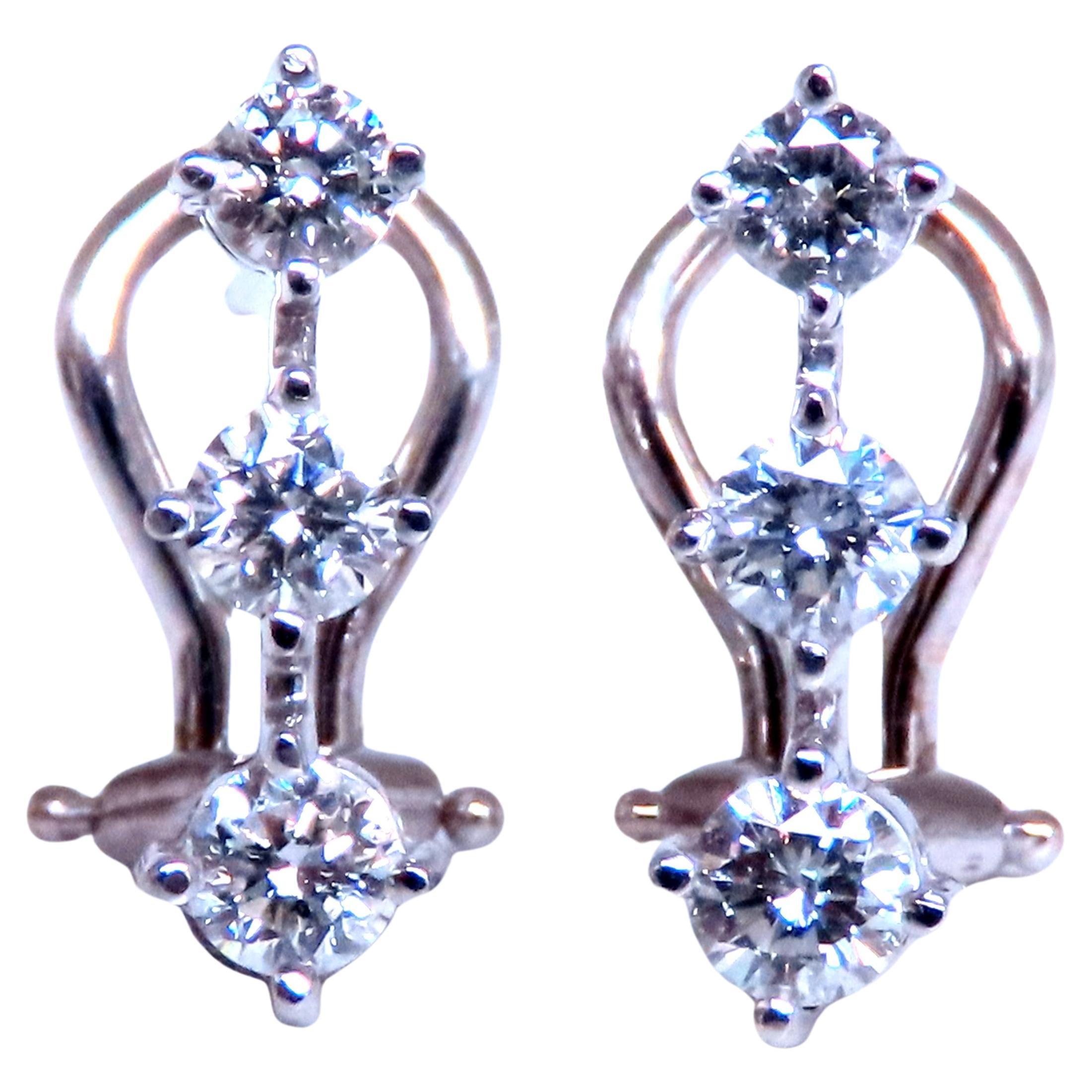 .70ct Tres Pendientes de clip de diamantes 14kt 12493