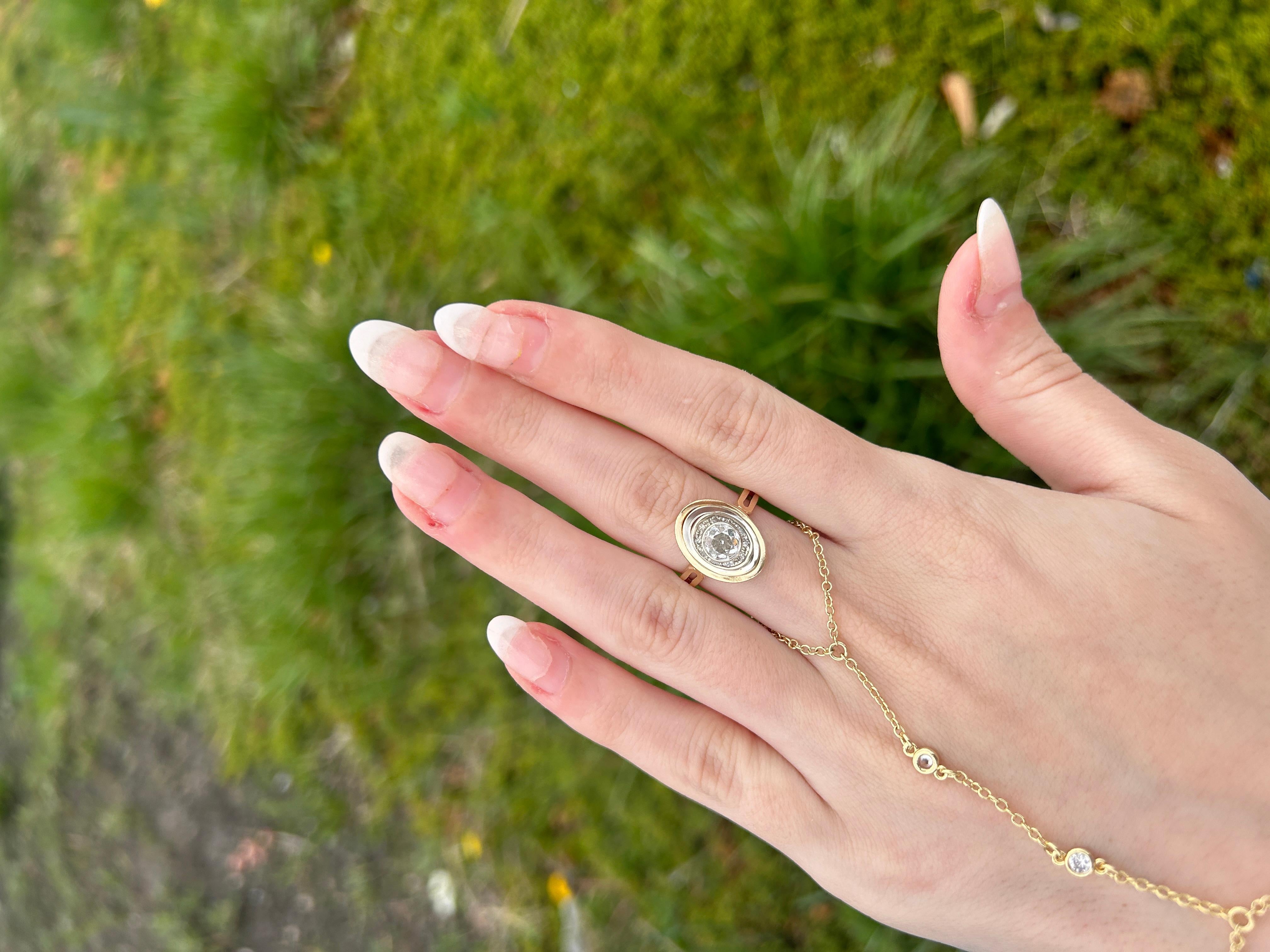 .70ct Transitional Round Engagement Ring, circa 1950s For Sale 2