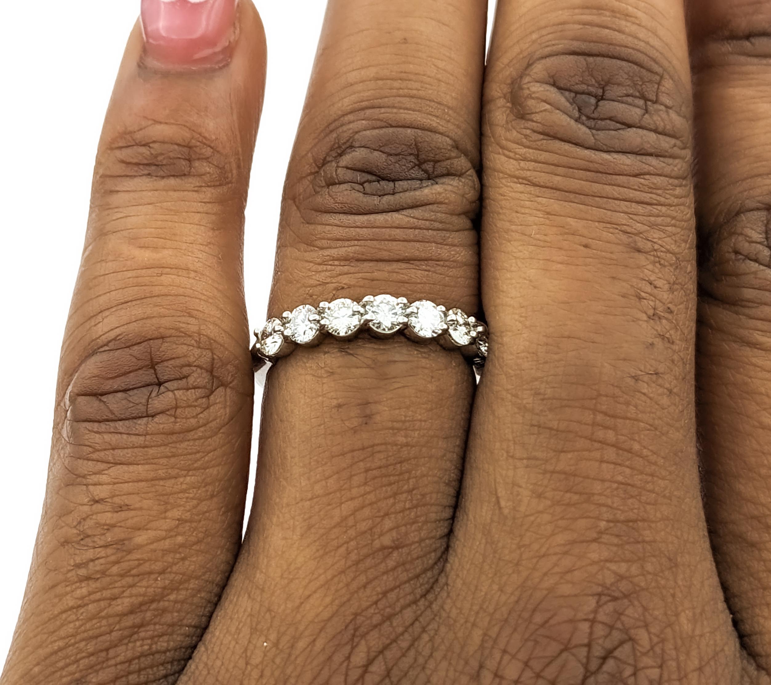 Contemporary .70ctw Diamond 7 Stone Bridal Ring In Platinum For Sale