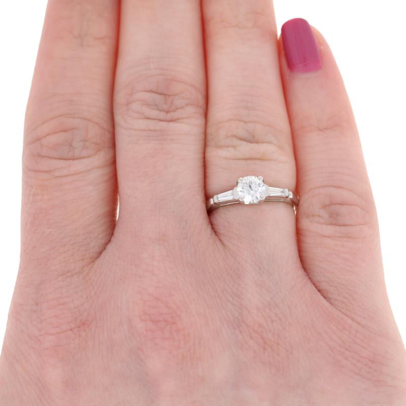 Women's .70 Carat European Cut Diamond Vintage Engagement Ring, 900 Platinum GIA