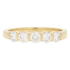 Vintage .70ctw Round Brilliant Diamond Wedding Anniversary Band 18k Gold Five-Stone Ring
