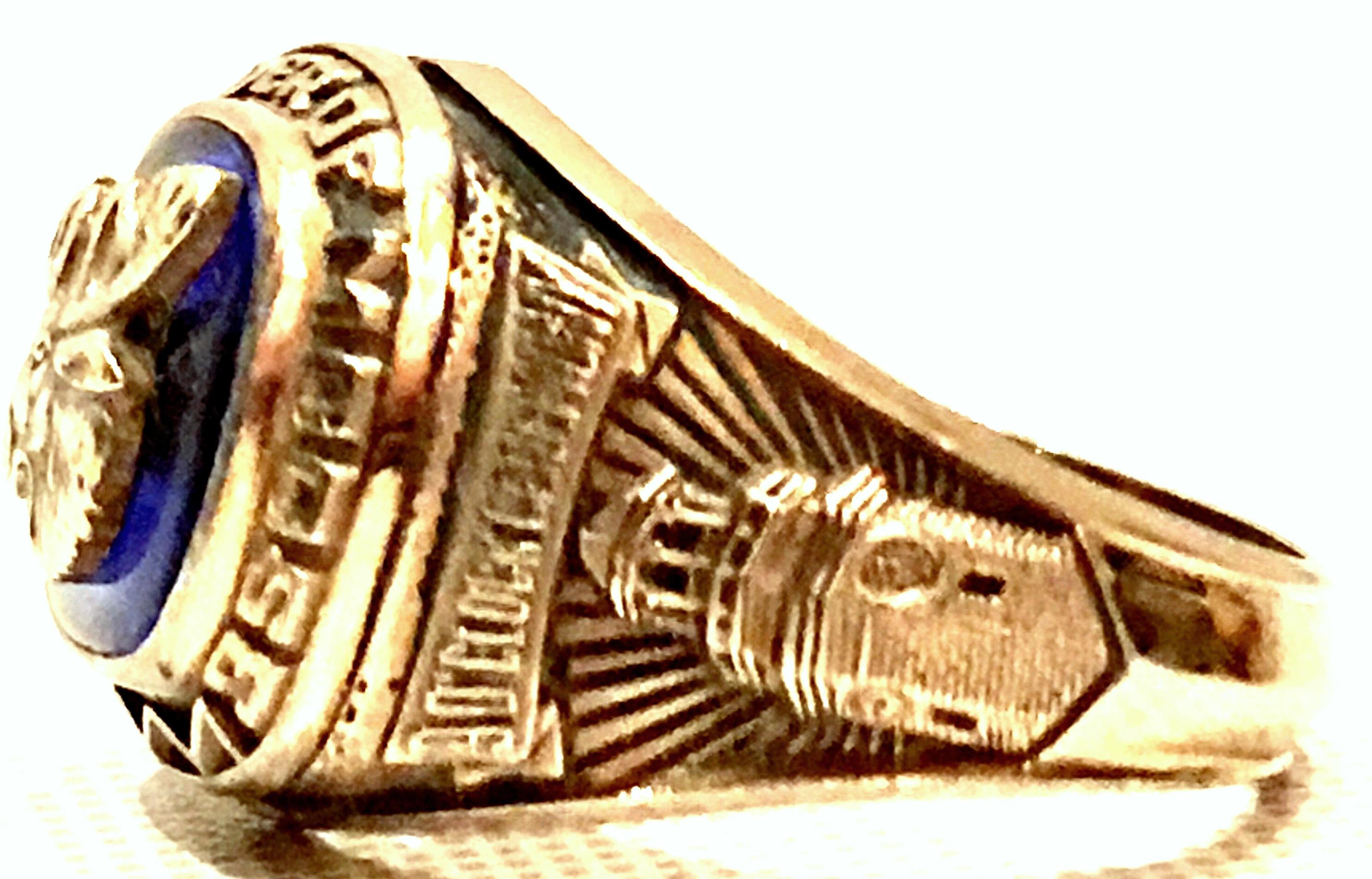 Women's or Men's 70'S 10K Gold & Blue Stone Fraternal Moose Legion Ring-Size 11.75