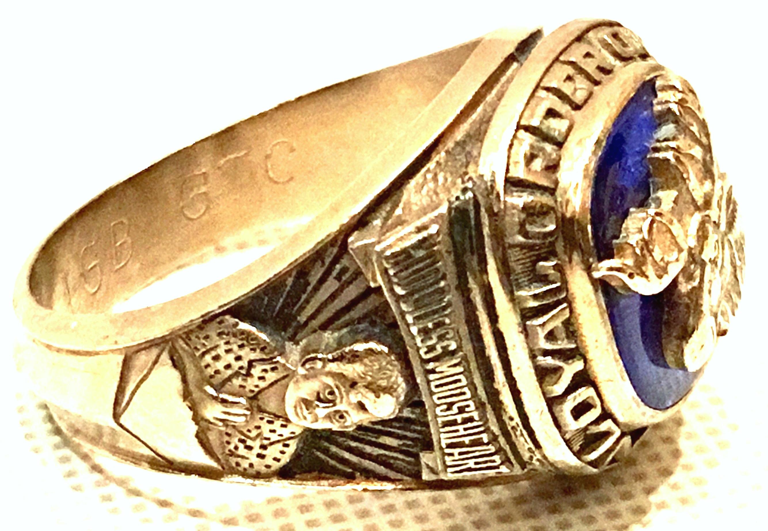 70'S 10K Gold & Blue Stone Fraternal Moose Legion Ring-Size 11.75 In Good Condition In West Palm Beach, FL