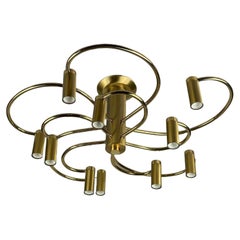 70s 80s Sputnik ceiling lamp by Vielhaber Leuchten Germany brass