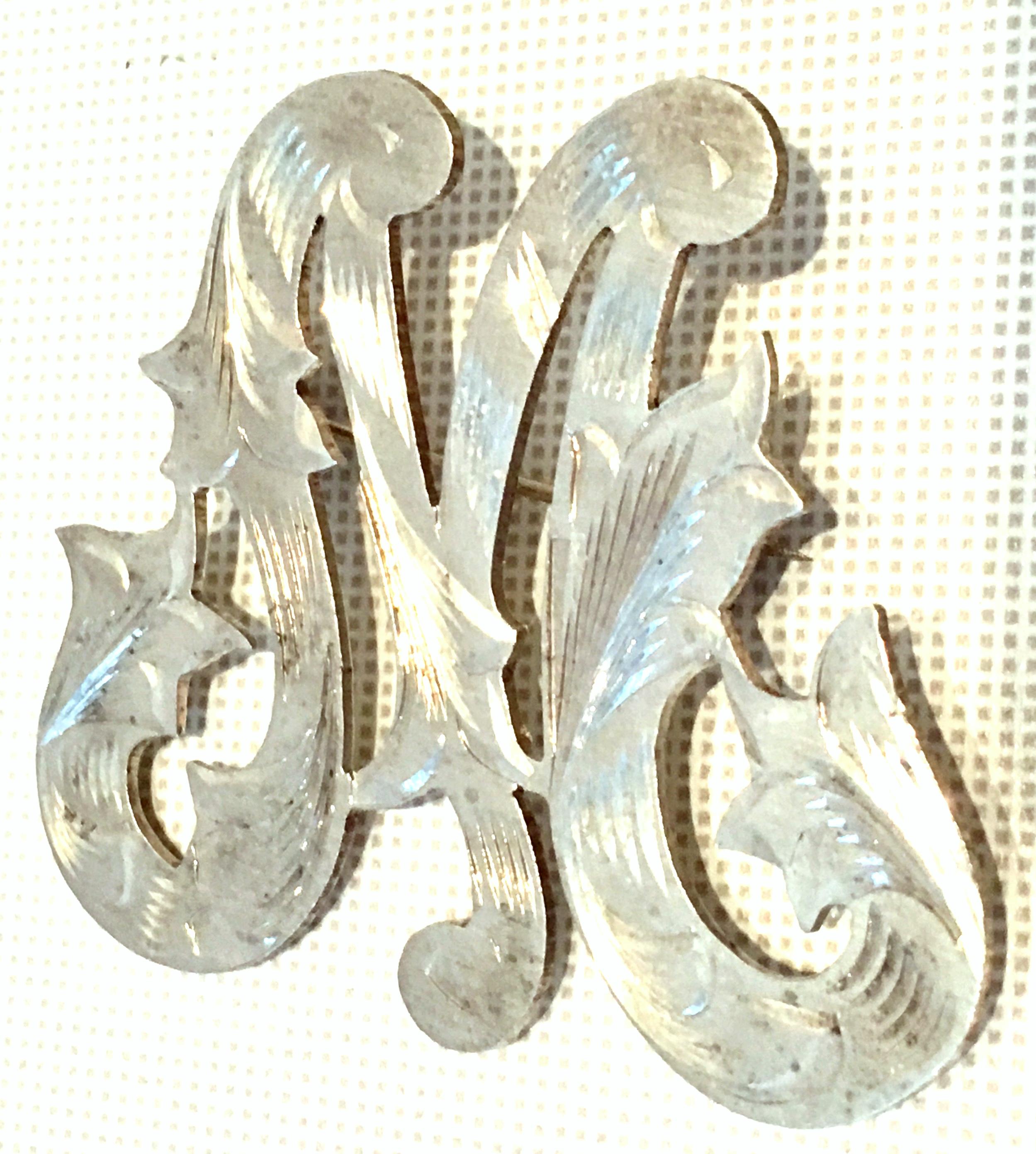 70's 925 Sterling Silver Monogram Brooch Letter 