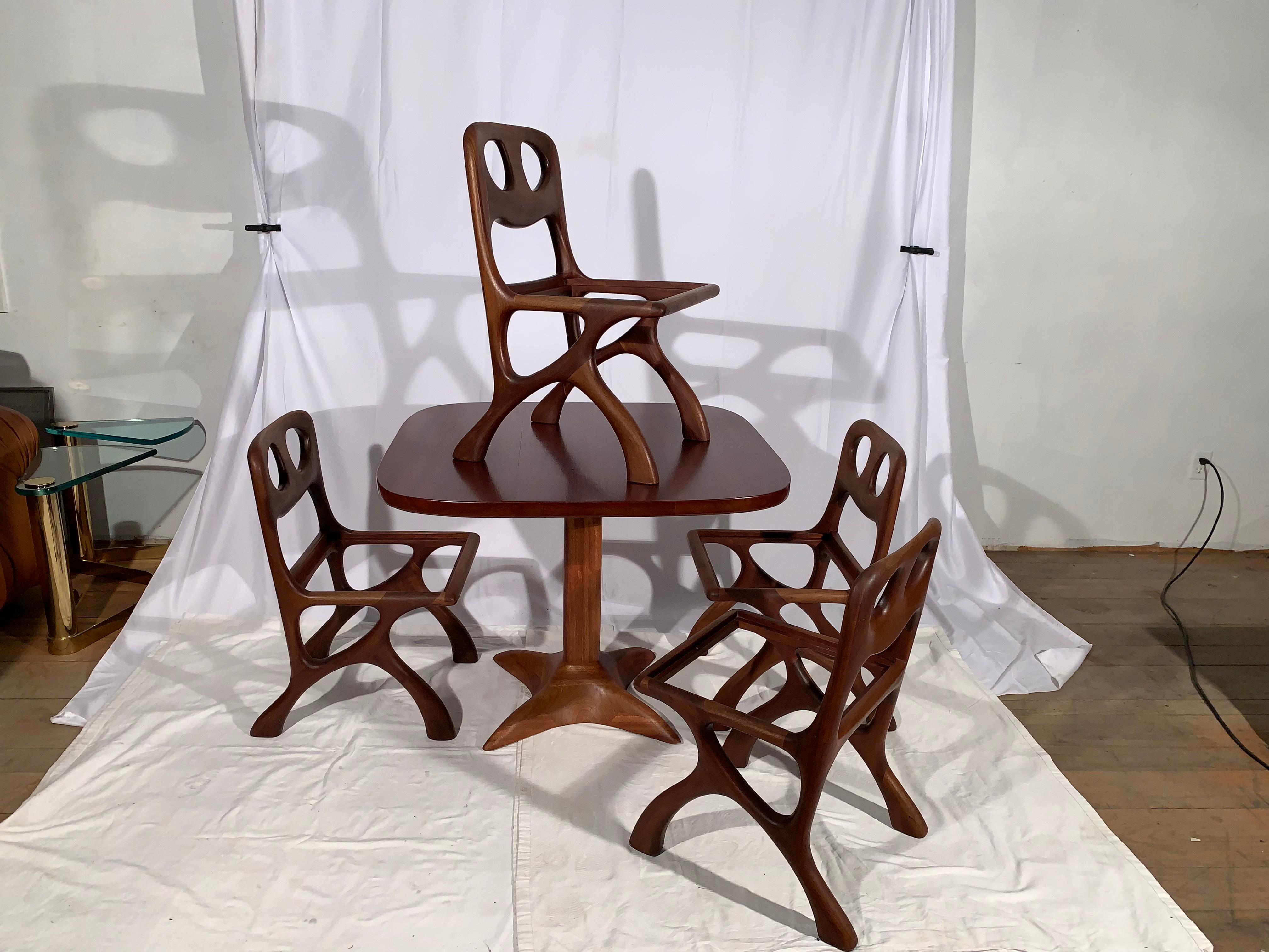70's American craftsman walnut chairs only For Sale 7