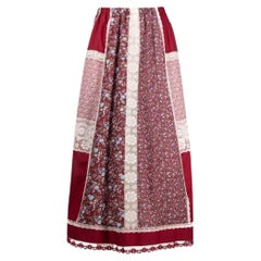 70s A.N.G.E.L.O. Vintage Cult burgundy, patchwork floral-print long skirt