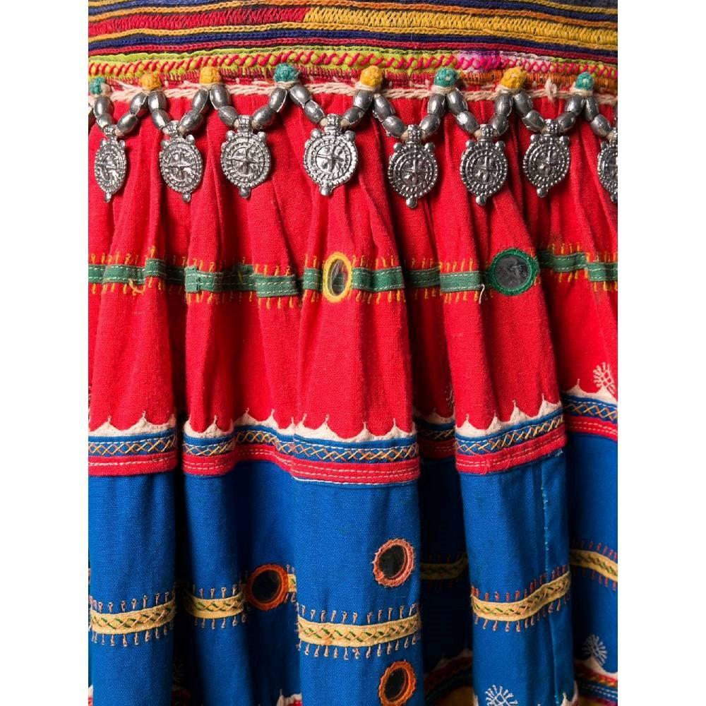 70s A.N.G.E.L.O. Vintage Cult multicolor cotton Rajasthani knee-length skirt In Good Condition For Sale In Lugo (RA), IT