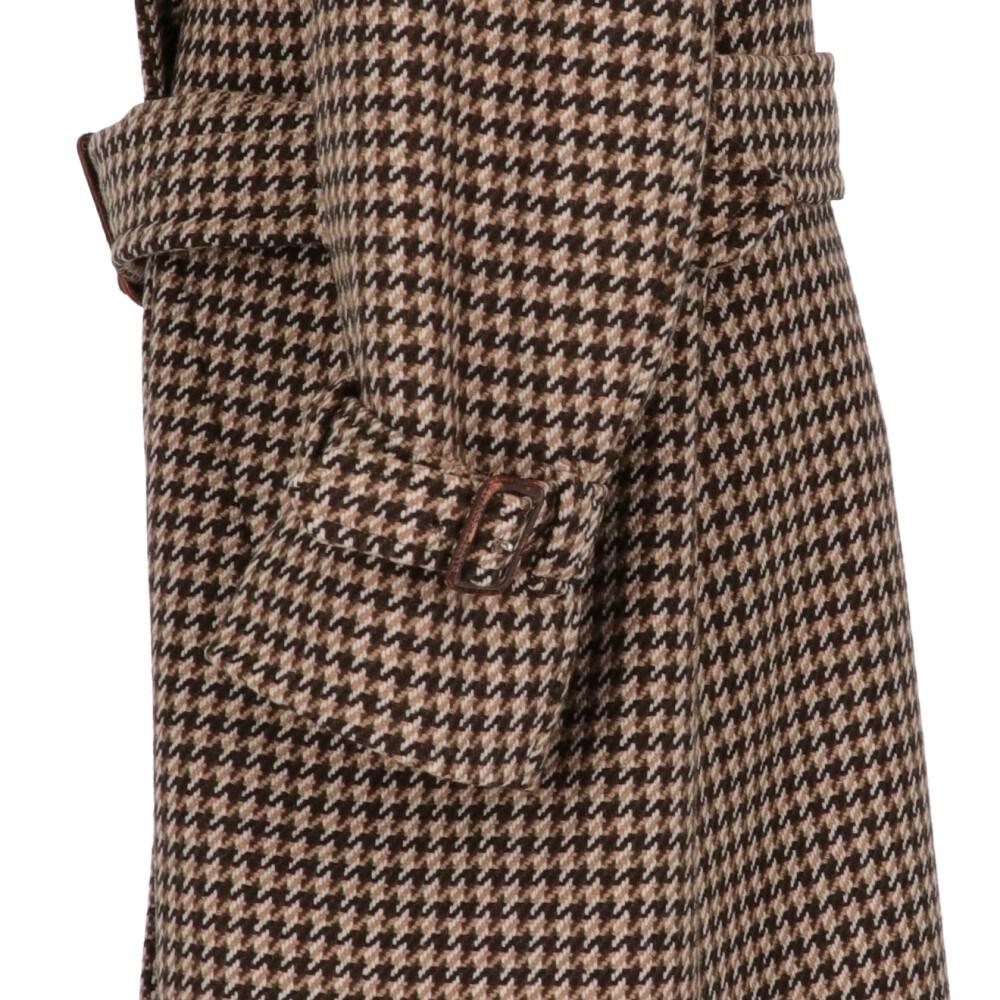 70er Aquascutum Vintage Mehrfarbiger Wollmantel mit Hahnentrittmuster Damen