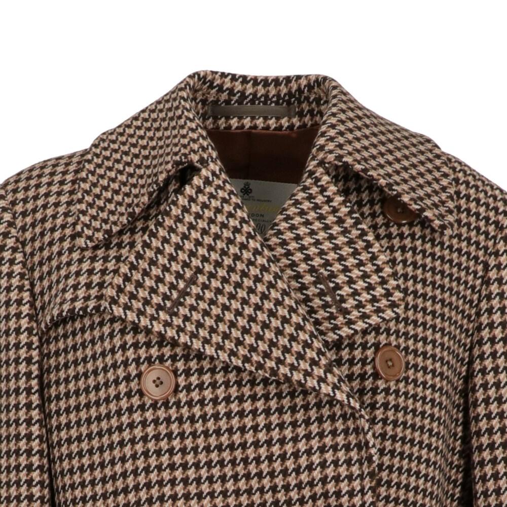 70er Aquascutum Vintage Mehrfarbiger Wollmantel mit Hahnentrittmuster 2
