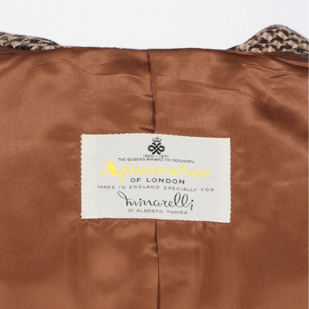 70er Aquascutum Vintage Mehrfarbiger Wollmantel mit Hahnentrittmuster 3