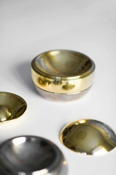 70s Ashtray Set by Tommaso Barbi in Metal and Brass