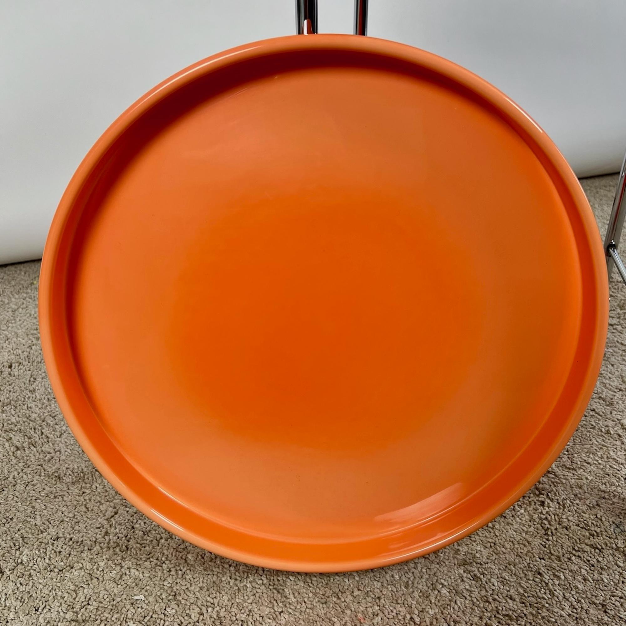 70s Bar Cart – Chrome and Orange Plastic Trays - Retro Italian Design 1
