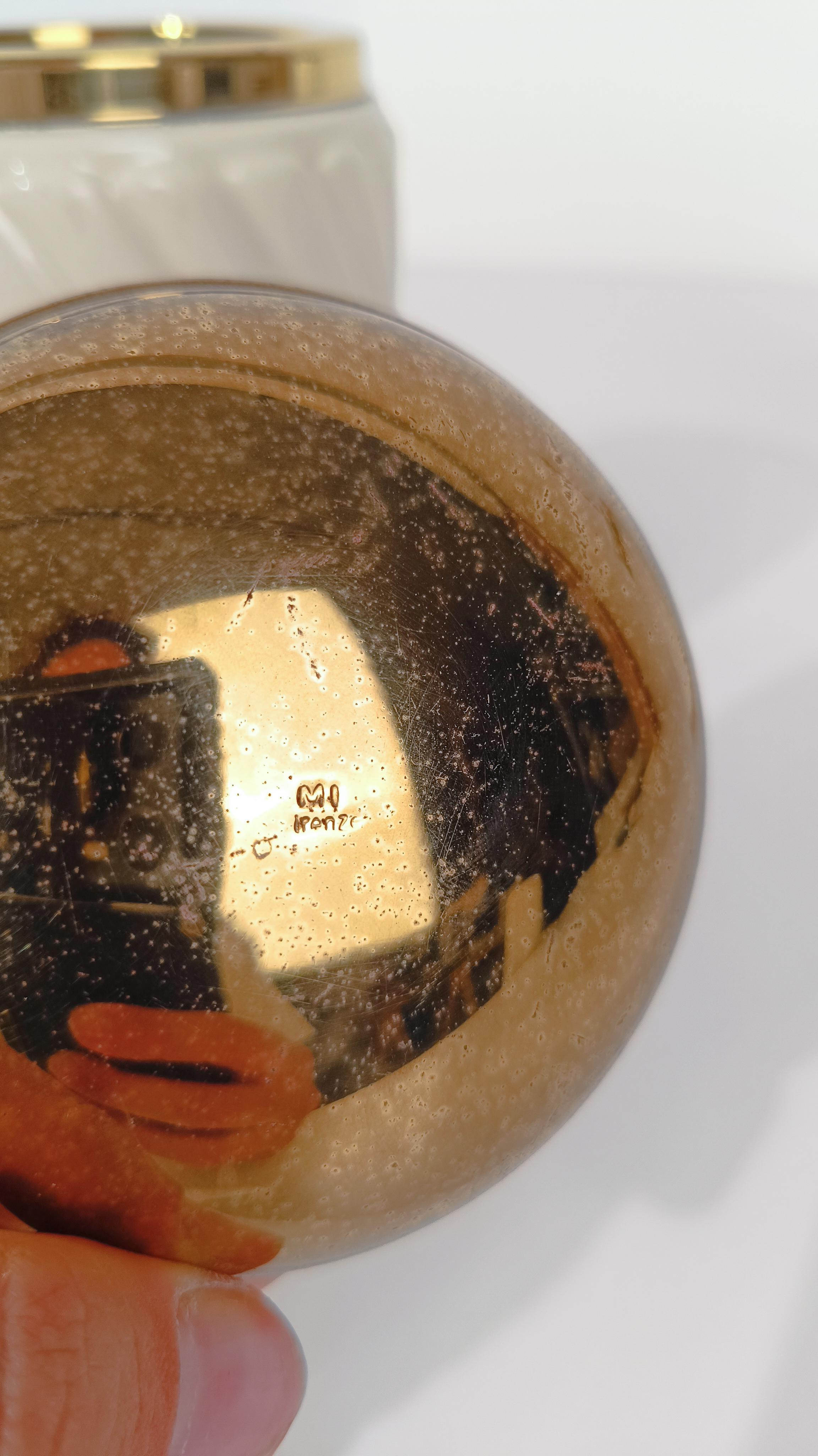 Set da cocktail da bar anni '70 in ottone e ceramica a coste bianco avorio, stile Tommaso Barbi In condizioni buone in vendita a Roma, IT