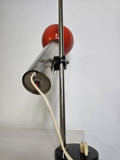 70s BAUHAUS Chrome Desk Lamp – Adjustable Red Spotlight Table Lam