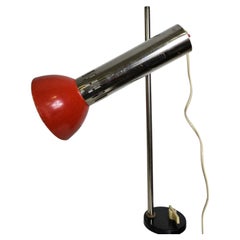 70s BAUHAUS Chrome Desk Lamp – Adjustable Red Spotlight Table Lam