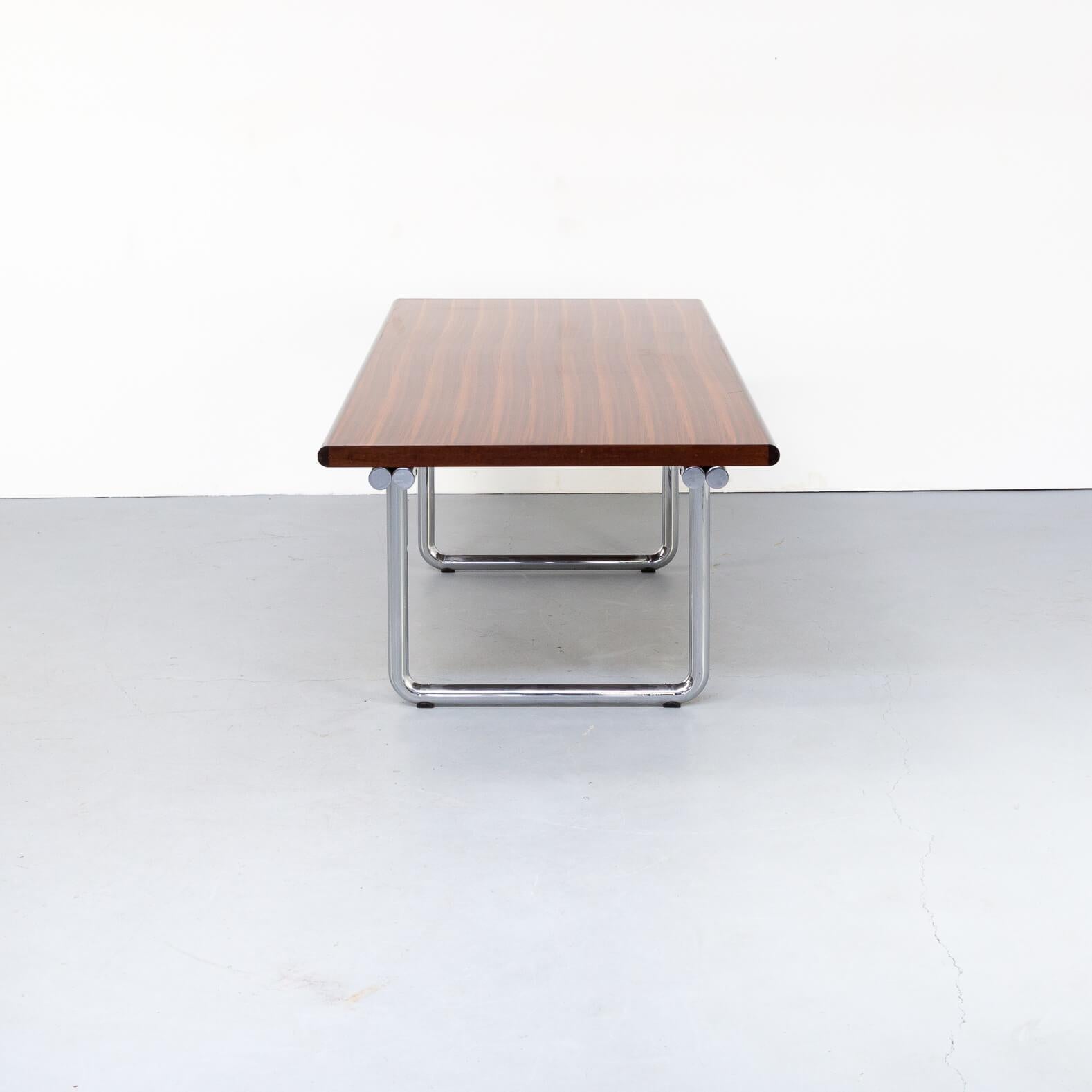 Very beautiful Bauhaus style executive desk table in rosewood veneer table top and chrome tubular frame.