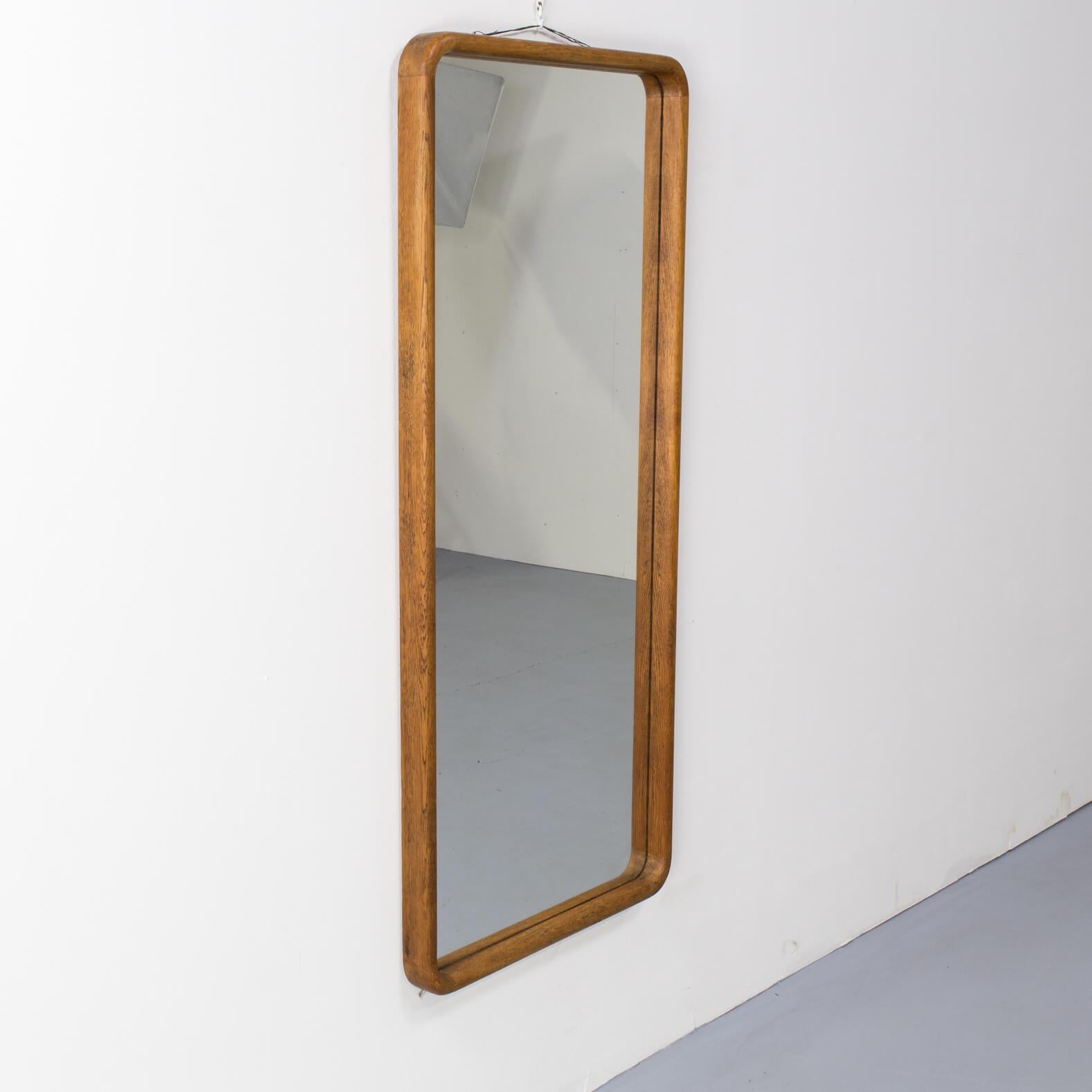 Mid-Century Modern 1970s Beautiful Designed Mirror with Oak Wooden Frame
