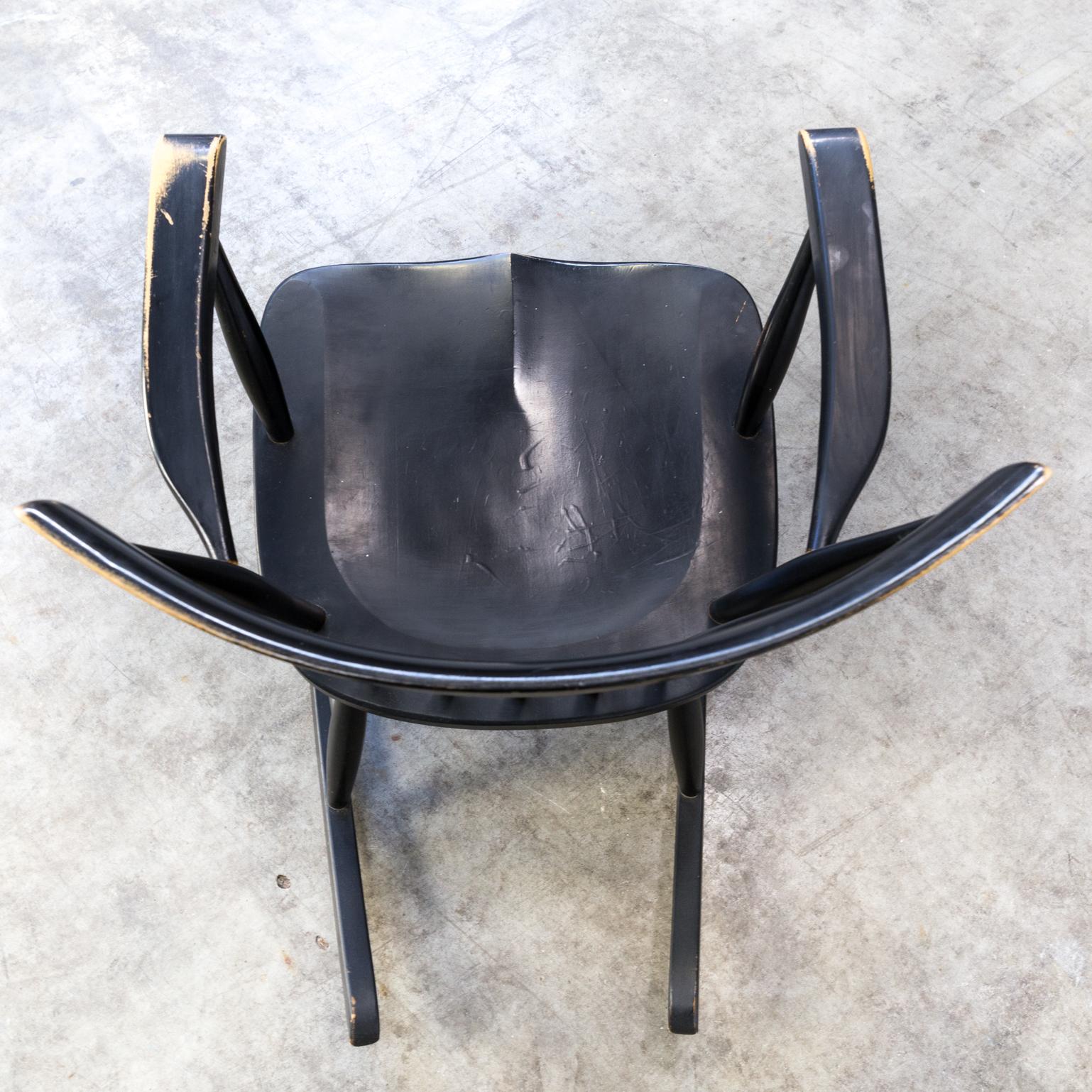 1970s Black Lacquered Wooden Rocking Chair For Sale 3