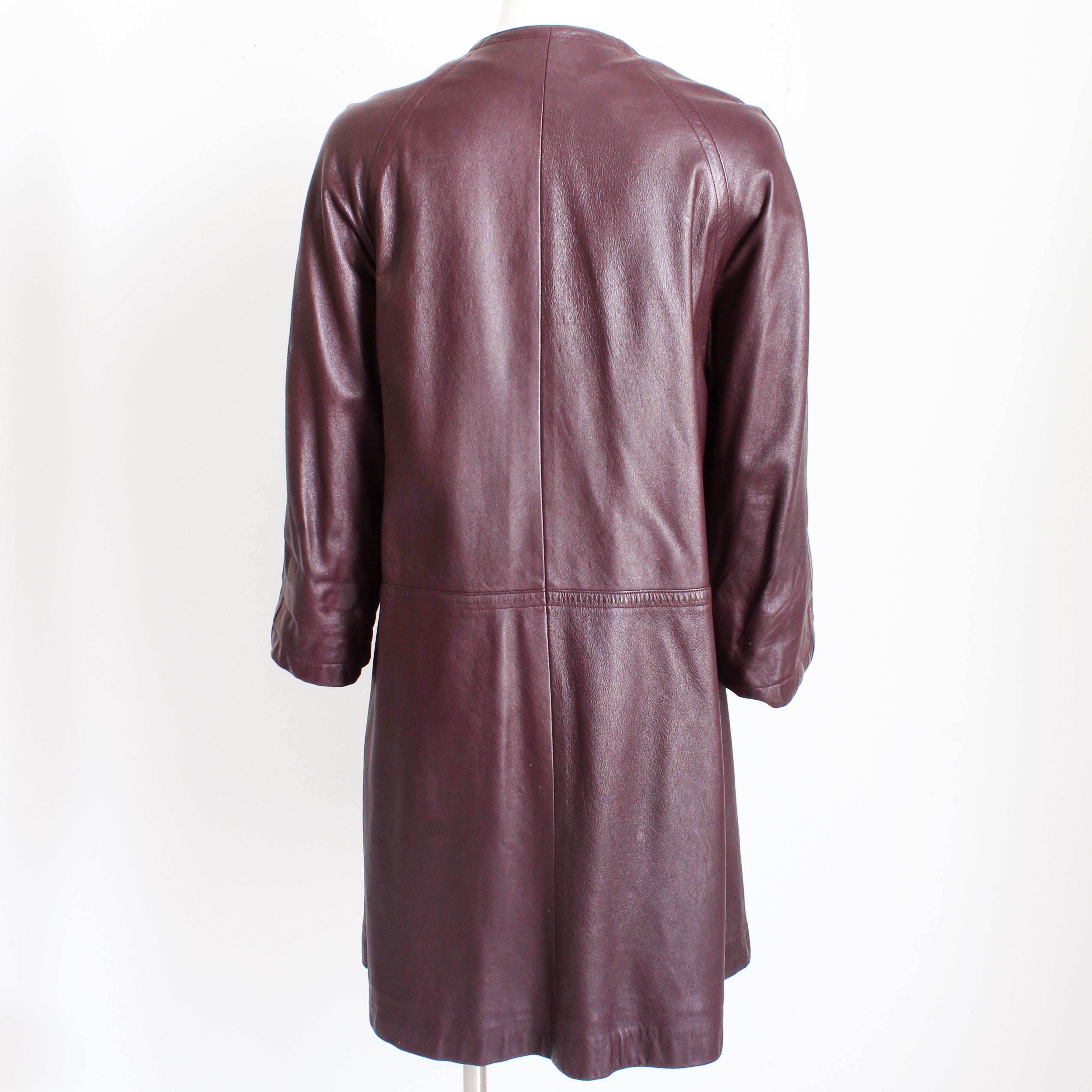 70s Bonnie Cashin For Sills Coat Burgundy Leather Pouch Pockets Lord and Taylor For Sale at 1stDibs