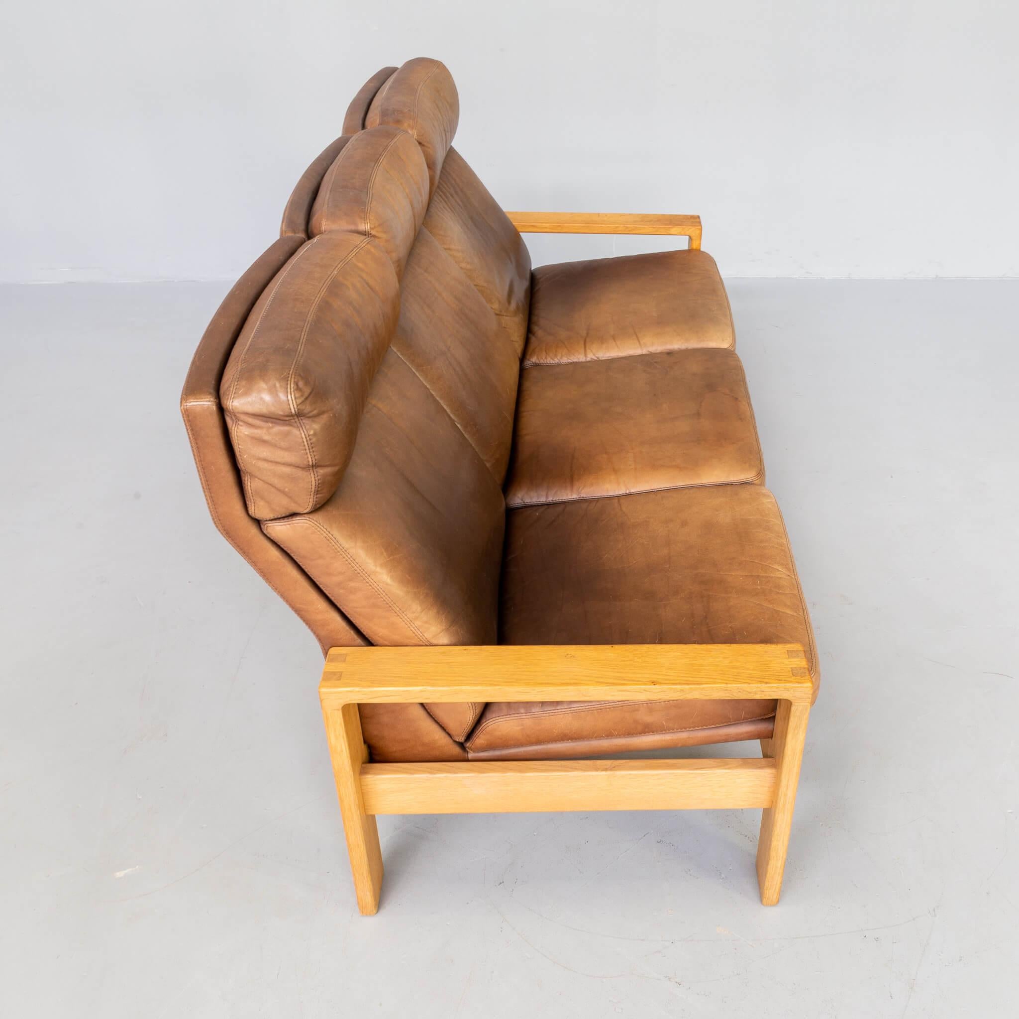 Leather 70s Borge Mogensen 3 seat sofa for Fredericia Stolefabrik For Sale