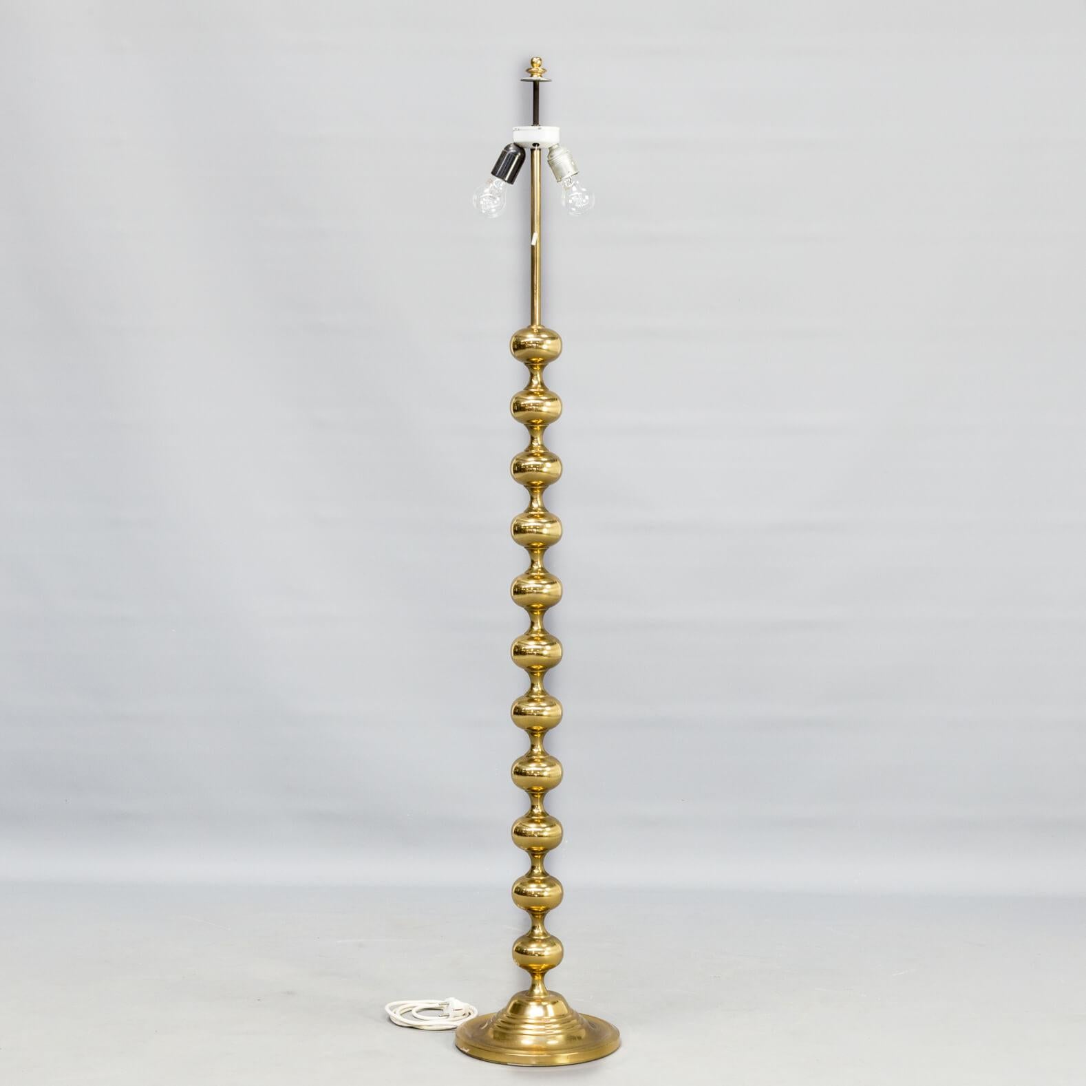 Late 20th Century 1970s Brass Floorlamp Foot for Kaiser Leuchten, Double Switch For Sale