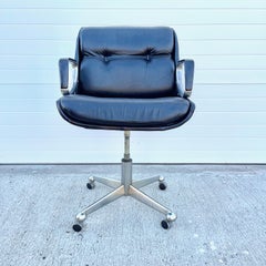 70’s Brazilian Black Leather & Chrome Office Chairs by Jean Gillon for Italma