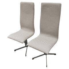 70's British MidCentury Modern Chairs with Chrome Bases, Manner of Milo Baughman
