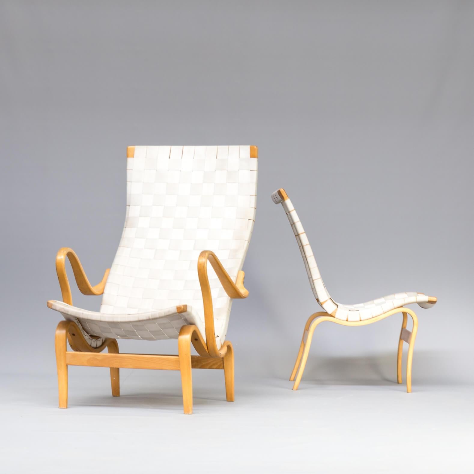 One set of two Bruno Mathsson ‘pernilla’ chairs for Karl Mathsson. Bruno Mathsson was born in 1907 in Värnamo, Sweden. His father, Karl, was a fourth-generation master cabinetmaker, so Bruno was exposed early on to the possibilities of new wood