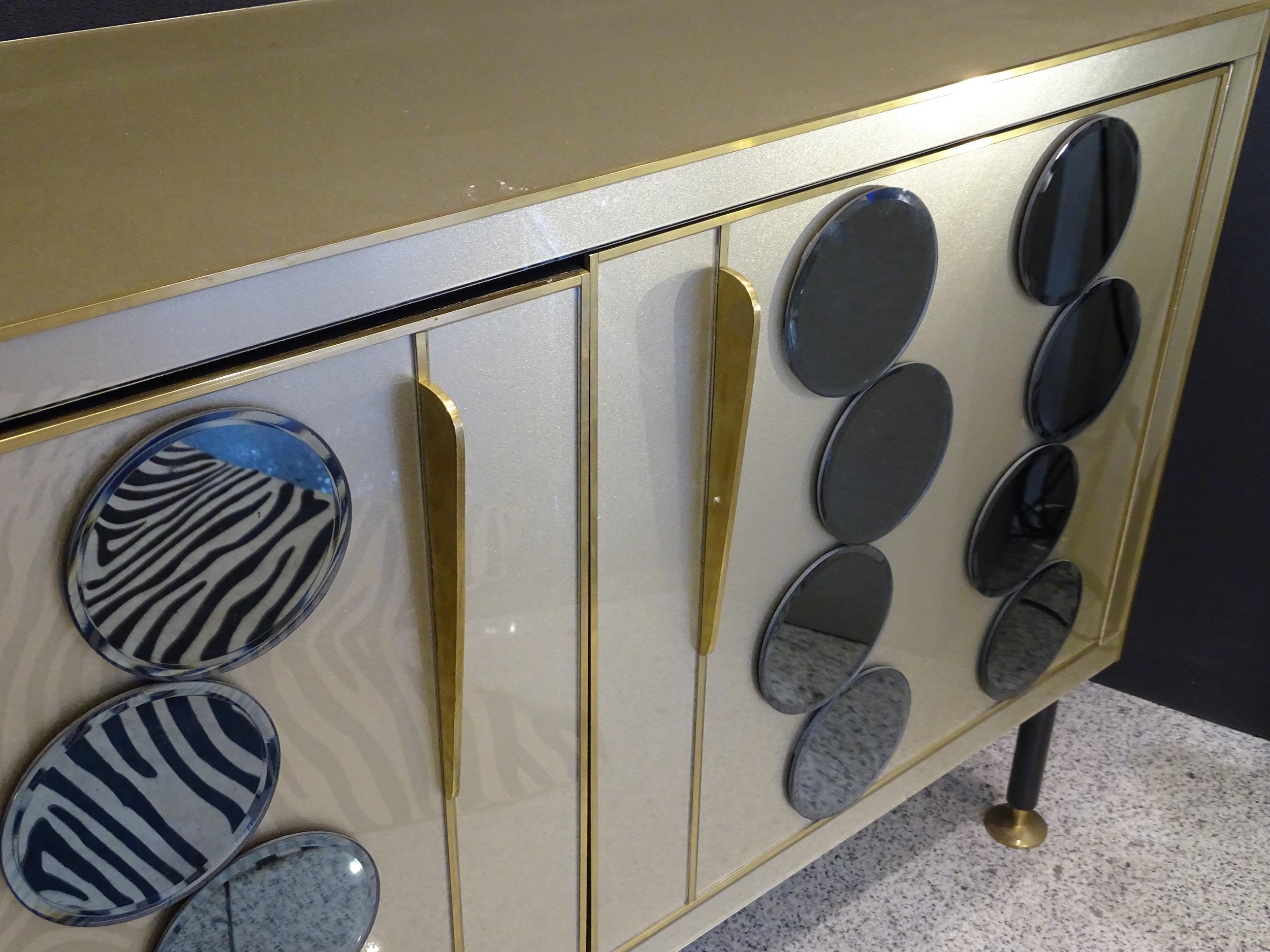 70s Cabinet Pierre Cardin Murano Gold Cristal Cabinet Sideboard 3