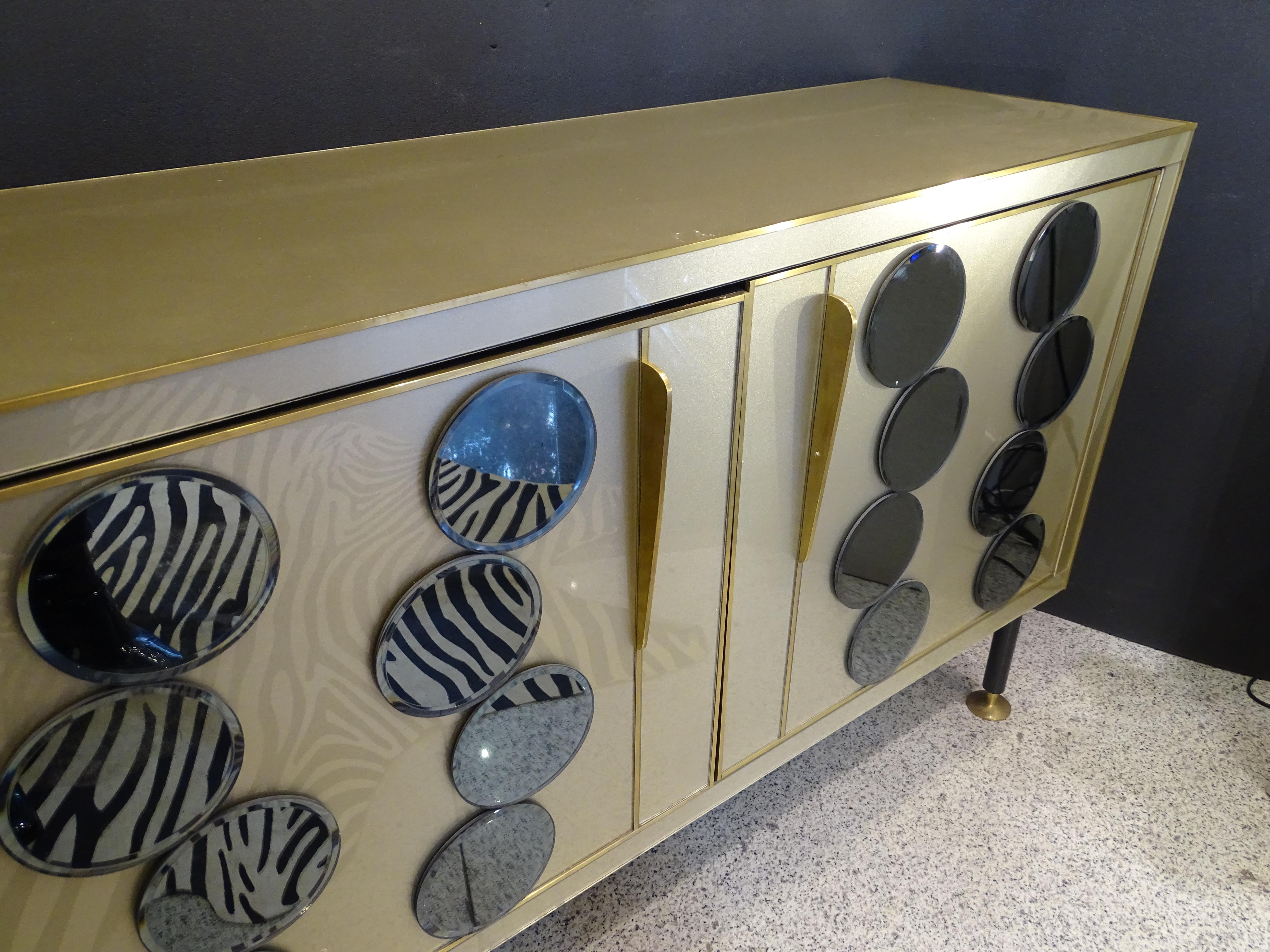70s Cabinet Pierre Cardin Murano Gold Cristal Cabinet Sideboard 8