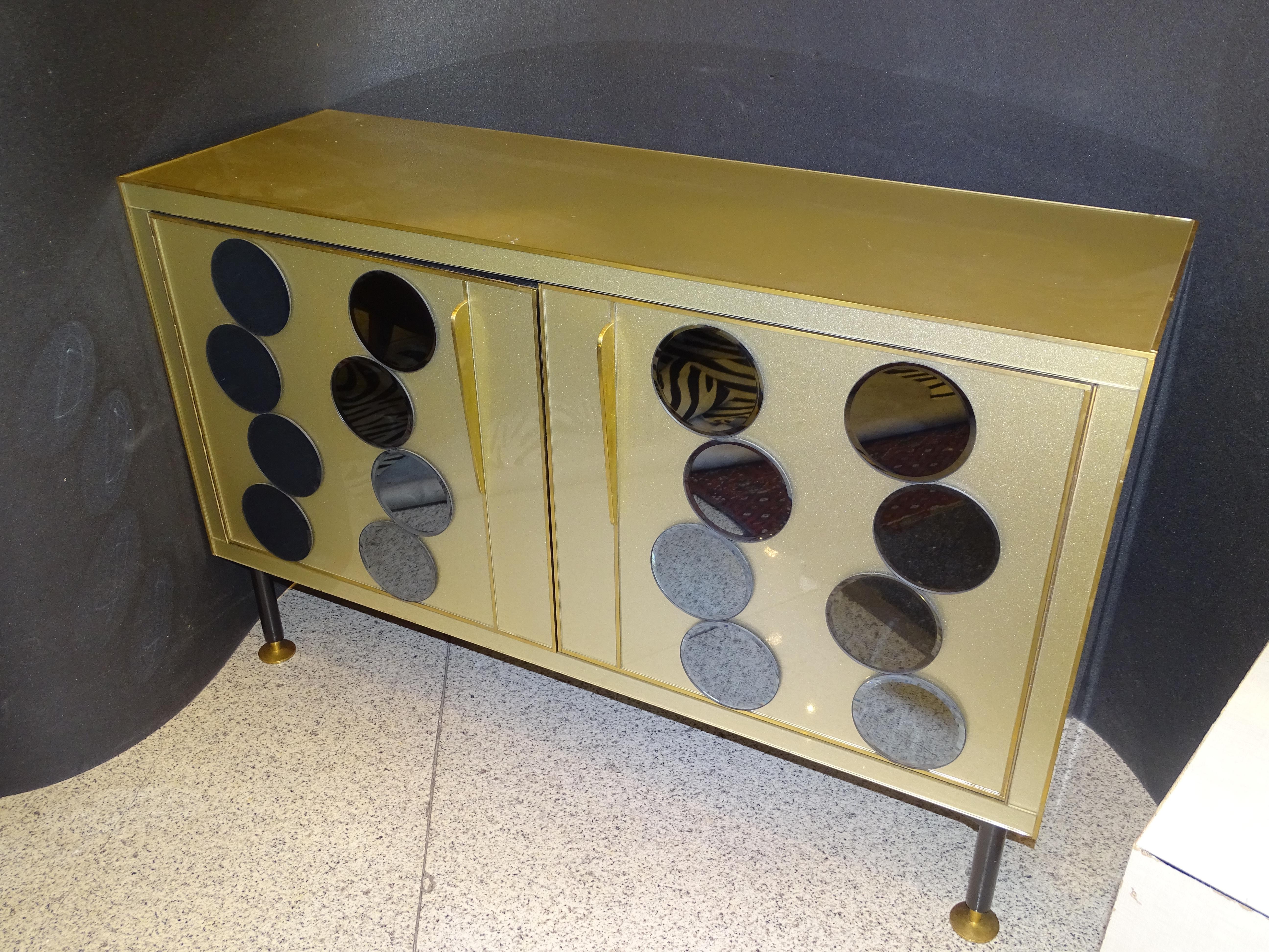 70s Cabinet Pierre Cardin Murano Gold Cristal Cabinet Sideboard 11