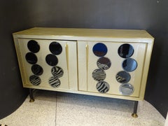 70s Cabinet Pierre Cardin Murano Gold Cristal Cabinet Sideboard