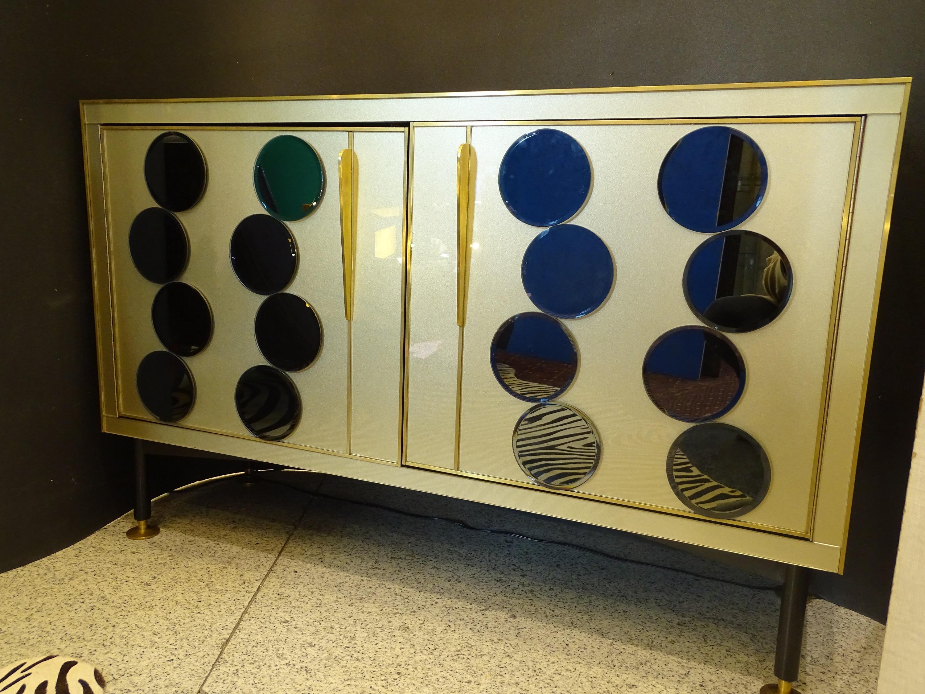 70s Cabinet Pierre Cardin Murano Gold Cristal Cabinet Sideboard In Good Condition In Valladolid, ES
