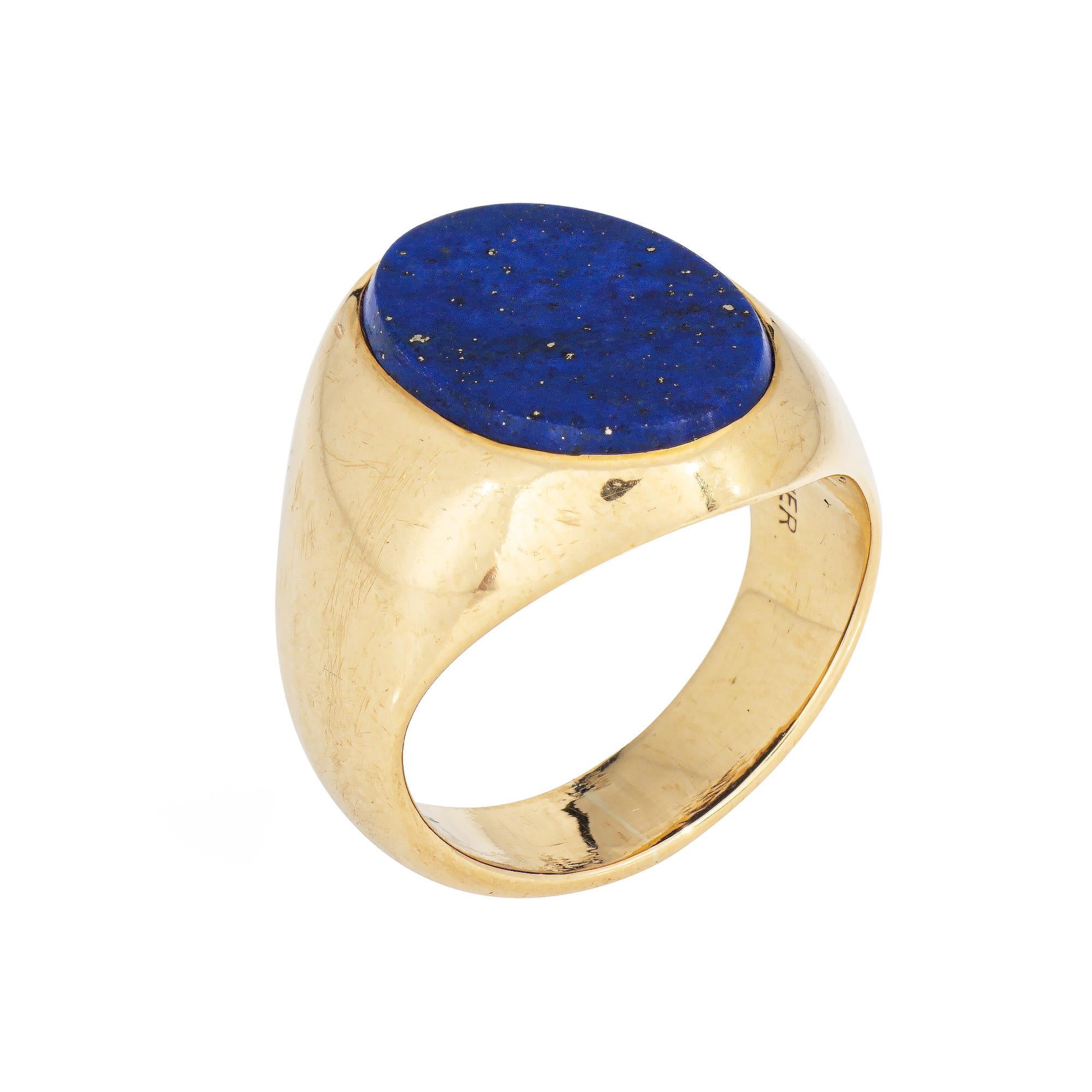 Cabochon Anello Cartier anni '70 Larter & Sons Lapis Lazuli Signet Vintage 18k Yellow Gold Sz 6 in vendita