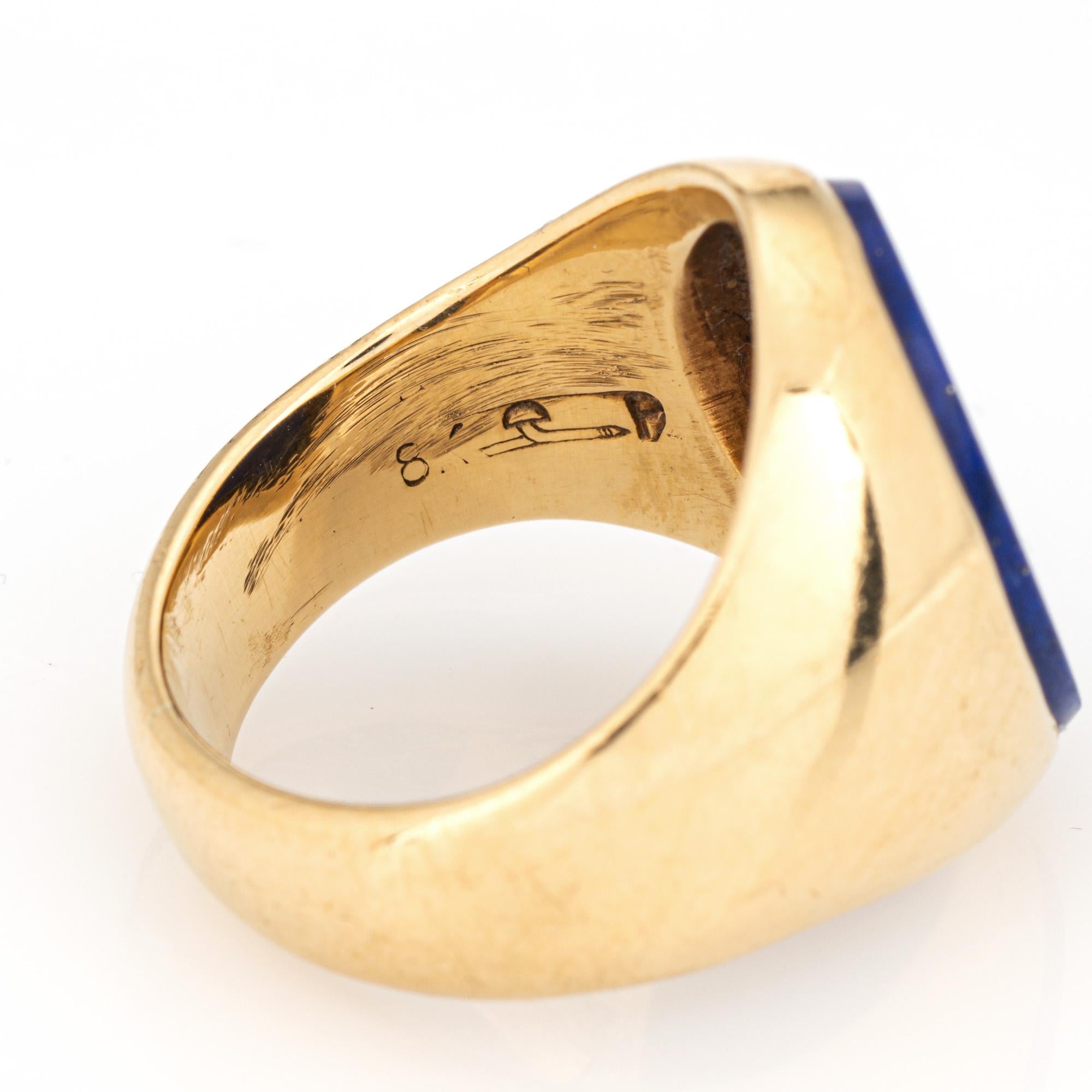 Anello Cartier anni '70 Larter & Sons Lapis Lazuli Signet Vintage 18k Yellow Gold Sz 6 In condizioni buone in vendita a Torrance, CA