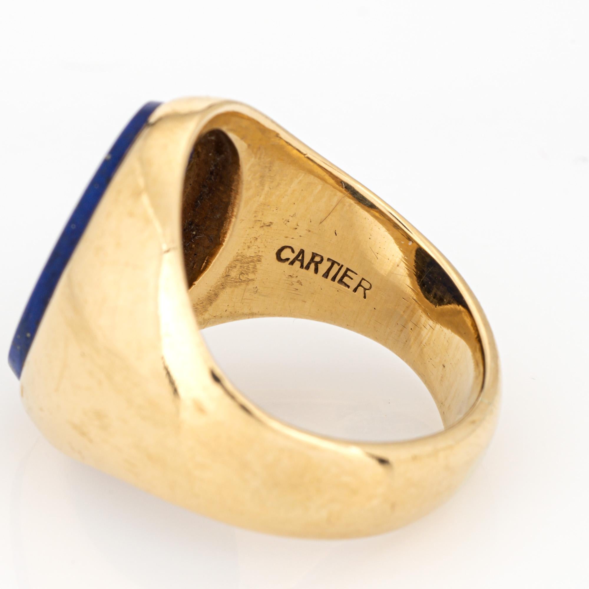 da uomo o donna Anello Cartier anni '70 Larter & Sons Lapis Lazuli Signet Vintage 18k Yellow Gold Sz 6 in vendita